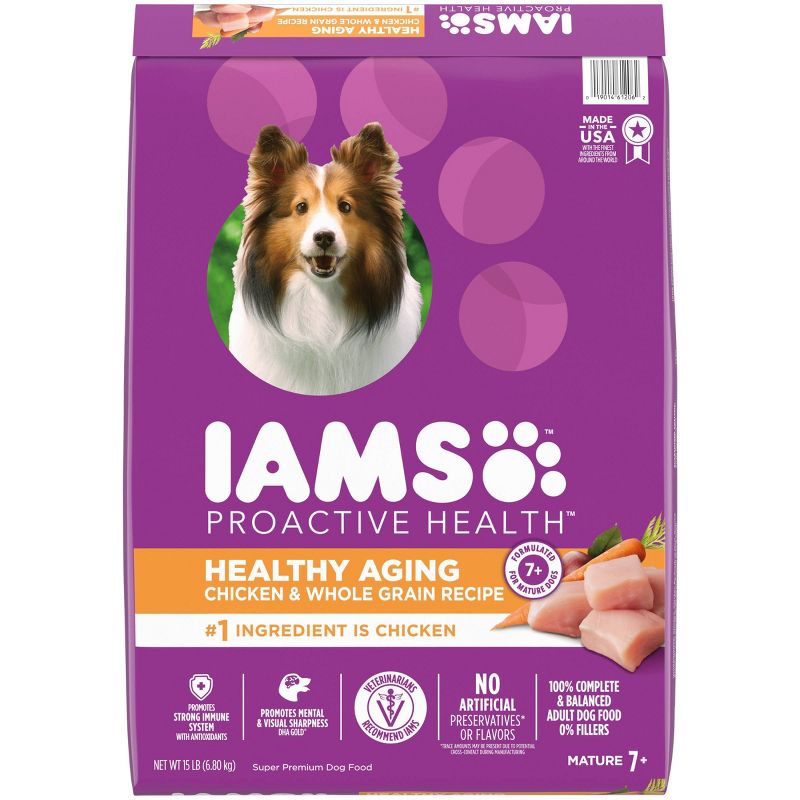 IAMS Healthy Aging Adult Dry Dog Food for Mature and Senior Dogs with Real Chicken, 1 of 12