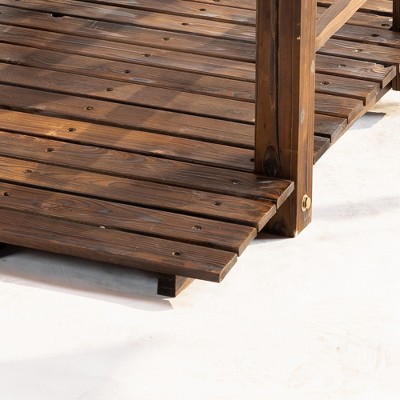Outsunny 5 ft Stained Fir Wood Garden Bridge with Railings