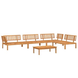 vidaXL Patio Pallet Sofa Set - 5 Piece Outdoor Conversation Furniture - Solid Acacia Wood - Ideal for Garden, Patio, Terrace - Modular Design - 1 of 4