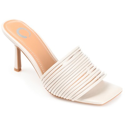 Journee Collection Womens Calliope Tru Comfort Foam Open Toe High Stiletto Pumps Off White 8.5