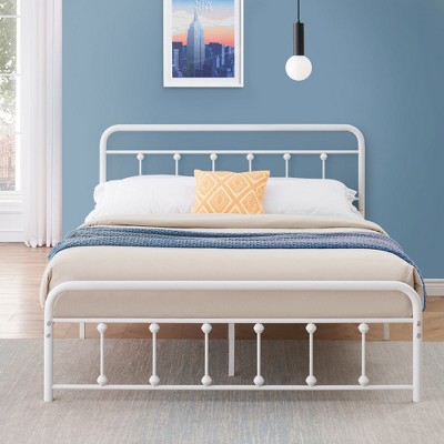 VECELO Victorian Style Metal Platform Bed Frame with Headboard & Footboard, Classic Mattress Foundation with Under-Bed Storage, No Box Spring Needed