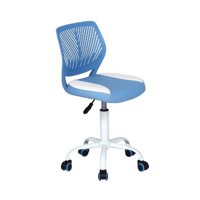 HomeRoots Blue and White Adjustable Height Swivel Rolling Office Chair
