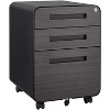 3 Drawer Mobile File Cabinet Under Desk Office,for Legal/Letter/A4 Files, 5 Wheel Design Anti-Tilting Cold Rolled Steel Waterproof Black - 3 of 4