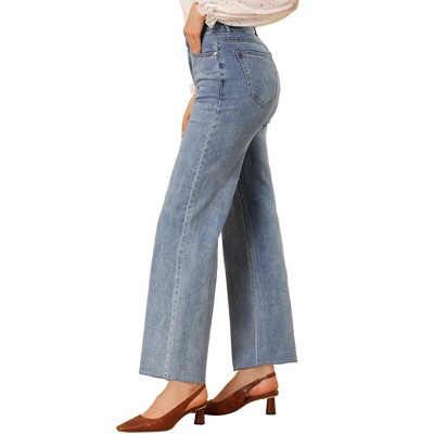 Allegra K Women's Stretch Denim Jeans Retro High Waist Straight Leg Ankle Pants