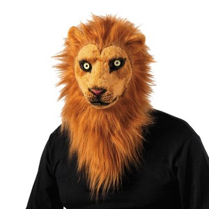 Morris Costumes Lion Adults Moving Mouth Overhead Halloween Costume Mask - Brown One Size - 1 of 4