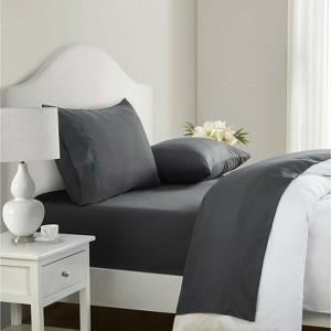 Kate Aurora Hotel Living Ultra Soft Microfiber Hypoallergenic Sheet Sets - Charcoal, Twin - 1 of 4