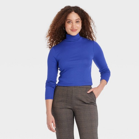 Women's Long Sleeve Mock Turtleneck Ribbed T-Shirt - A New Day™ - image 1 of 4