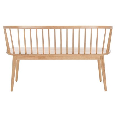 Natural Rubberwood Spindle Back Bench with Tapered Legs