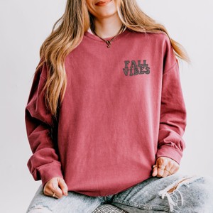 Simply Sage Market Embroidered Fall Vibes Retro Lightweight Garment Dyed Sweatshirt - 1 of 4