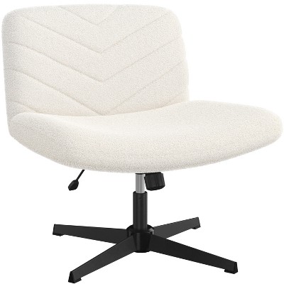 Yaheetech Boucle Swivel Office Chair for Home Office, White