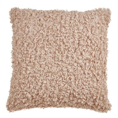 18"x18"  Faux Lamb Fur Poly Filled Square Throw Pillow - Saro Lifestyle