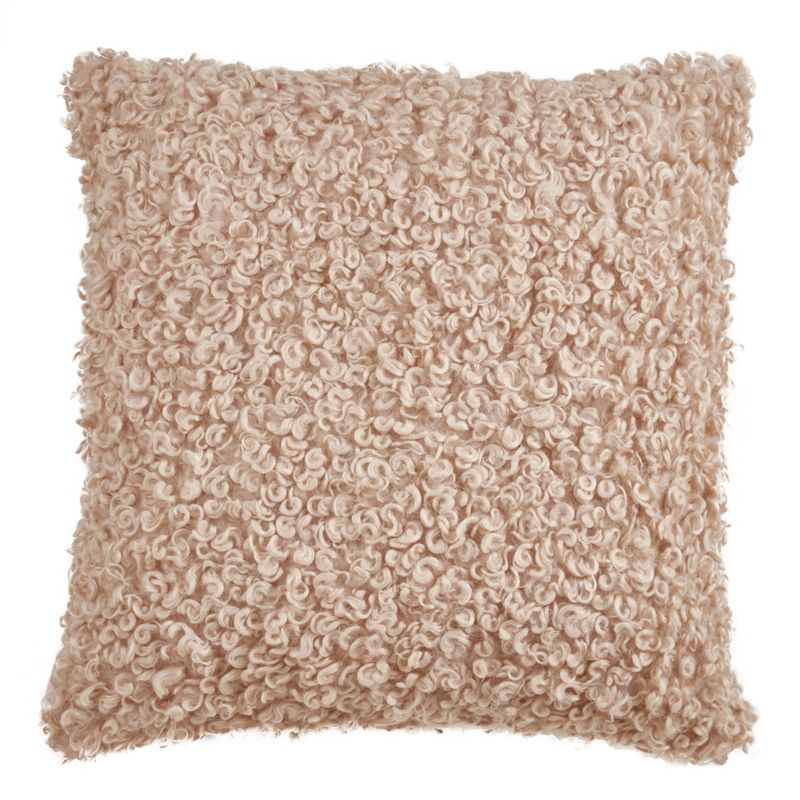 18"x18"  Faux Lamb Fur Poly Filled Square Throw Pillow - Saro Lifestyle, 1 of 5