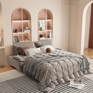 Yukimo 73" Queen Convertible Sleeper Sofa Bed - Velvet Pull-Out Loveseat, Multi-Functional Sofa/Chaise/Queen Bed for Living Room/Bedroom - 1 of 4