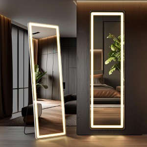 Full Length LED Mirror 60x16 Inch, 3 Color Lighting Dressing Mirror with Touch Control, White - 1 of 4
