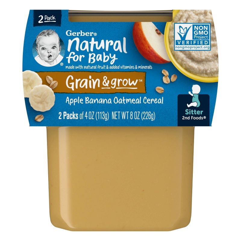 Gerber Sitter 2nd Foods Apple Banana with Oatmeal Cereal Baby Food Tubs - 2ct/8oz, 4 of 7