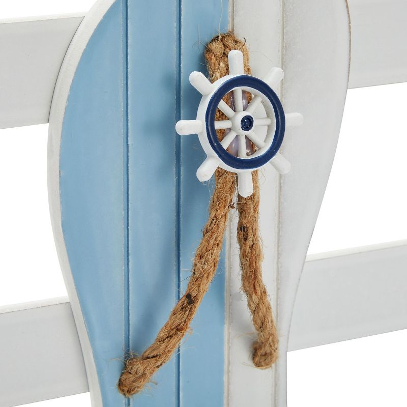Okuna Outpost Nautical Hooks with Shelf, Decorative Beach Slippers, Wall Hanging Decor with 3 Hooks (13 x 3 x 11 Inches), 4 of 9