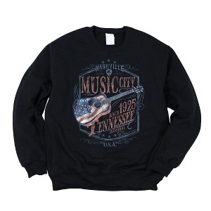 Simply Sage Market Women's Graphic Sweatshirt Nashville Flag Guitar - 1 of 2