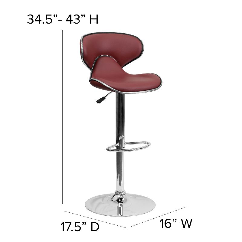 Emma and Oliver Contemporary Cozy Mid-Back Vinyl Adjustable Height Barstool, 5 of 13