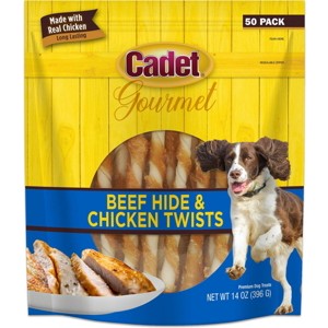 Cadet Rawhide & Chicken Twists, 50 Count Resealable Package - 1 of 2