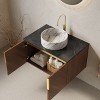 GDFStudio Warren Modern Wall-Mounted 30" Wood Storage Bathroom Vanity with Round Ceramic Basin - 2 of 4