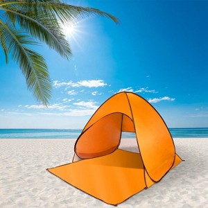 Naysaye Camping Tents 2-3 Person Pop Up Beach Tent with Net Window UV Protection Waterproof for Camping Outdoor, Orange - 1 of 4