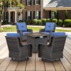 POCASSY Patio Furniture Set with 30" Propane Fire Pit Table, Patio Swivel Rocking Glider Chairs Set of 4 with PE Wicker and Square Firepit Table - 2 of 4