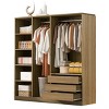 Doorless Wooden Storage Wardrobe For Dedroom With Shelves And 3 Drawers, Tall Armoire Closet With Hanging Rod, Clothing Storage-Cuddlewood - 3 of 4