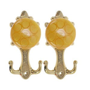 Unique Bargains Curtain Holdbacks Jade-style Hangers Iron PPC Bronze 5.51"x2.56" 1 Pair - 1 of 4