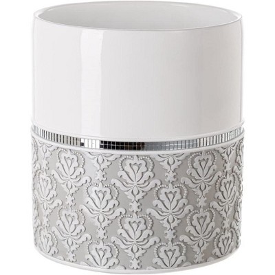 Creative Scents Mirror Damask White Wastebasket