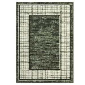 Washable Modern Bordered Rug Non Slip Low Pile Rug Soft Contemporary Throw Floor Cover Foldable Indoor Carpet for Living Room Bedroom Playroom - 1 of 4