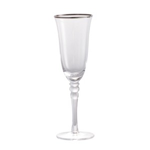 Gulches D2.8×8.7" Silver Rim Crystal Flute Glasses Set of 4 - 1 of 4
