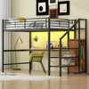 NicBex Full Size Loft Bed with Desk & Storage Staircase,Full Loft Bed with Built-in Wardrobe,LED Lights,Metal Loft Bed for Kids,Teens,Adults - 3 of 4