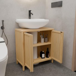 Racxily Bamboo Vanity Cabinet, Large Capacity Basin Storage with Natural Finish - 1 of 4