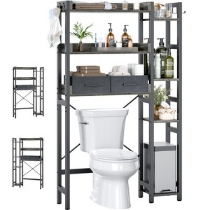 Aheaplus 31'' W Over-the-Toilet Storage Shelf with 2 Drawers and 4 Hooks for Restroom and Laundry - 1 of 4