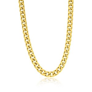 Metallo Stainless Steel 10mm Cuban Chain Necklace - Gold Plated - Gold - 24 Inch - 1 of 3