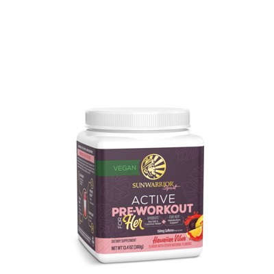 Active Pre-Workout Powder for Her, Women's Preworkout Powder, 150mg Caffeine, Sunwarrior, Hawaiian Vibes, 30 Servings
