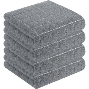 4-Pack Cotton Terry Kitchen Towels, Checkered Designed Soft and Super Absorbent Dish Towels, 13x28 inches - 1 of 4