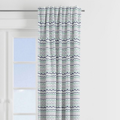  Bacati - Noah Tribal Garland Mint/Navy Cotton Printed Single Window Curtain Panel