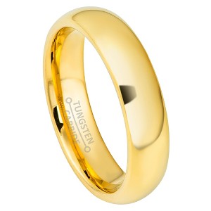 Jewelry Avalanche Womens 5mm Dome Tungsten Carbide Wedding Band - Comfort Fit Polished Gold IP - 1 of 4