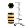 Steeltime Men's two tone black ip and 18k gold plated stainless steel simulated diamond studs and huggies set with greek key accents - 3 of 4