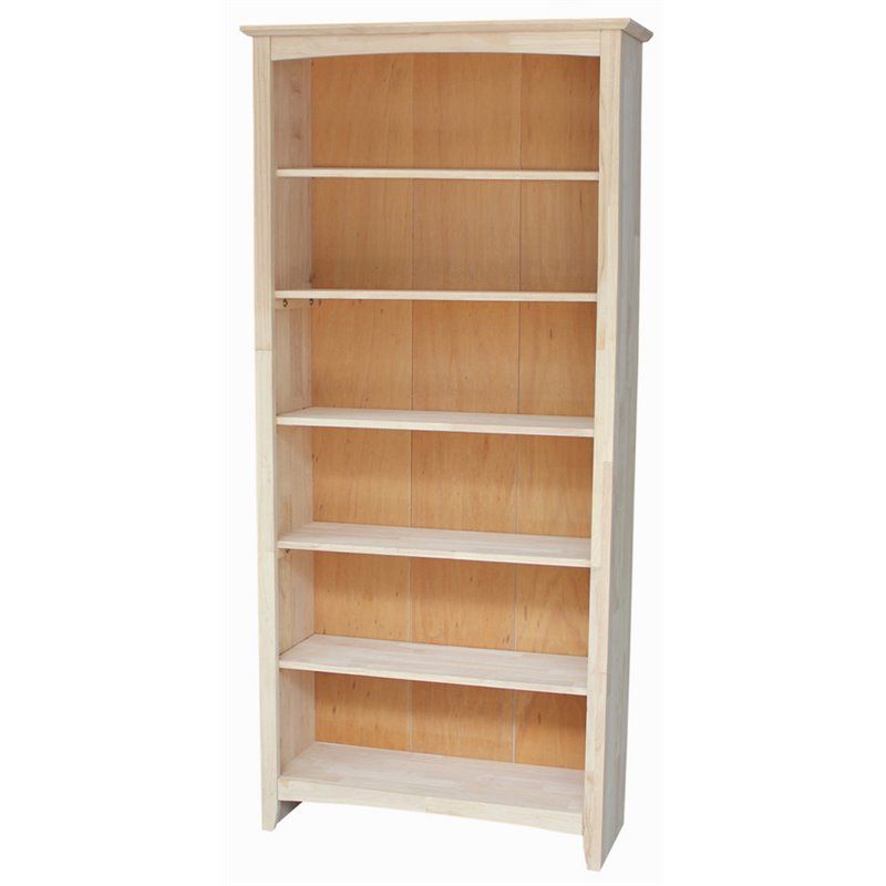 Wood Unfinished 72 inches Shaker Bookcase in Brown - Pemberly Row, 1 of 7