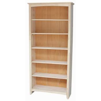 Wood Unfinished 72 inches Shaker Bookcase in Brown - Pemberly Row