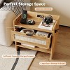 Rattan Nightstand, Bedside Table, Boho Night Stand with Type-C Charging Station, 1 Storage Drawer, and Open Storage Space, End Table, Side Tables - 4 of 4