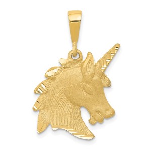 Black Bow Jewelry 14k Yellow Gold Large Satin Unicorn Head Pendant - 1 of 4