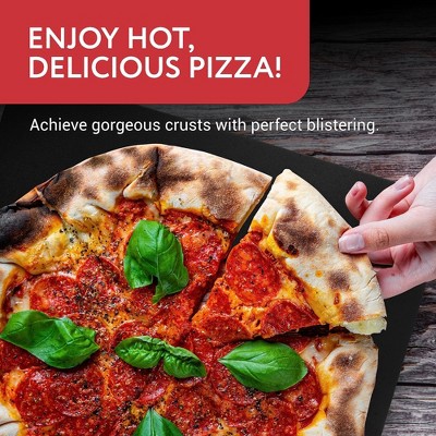 14x14 Inch Black Steel Pizza Baking Plate with Finger Hole