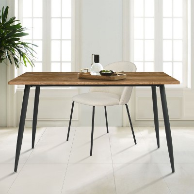 Charls 47'' Rectangle Dining Table With Black Metal 4 Point/Leg for Dining Room Furniture -Maison Boucle