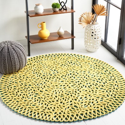 Handmade Tufted Blue Wool Round Accent Rug - 6' Diameter