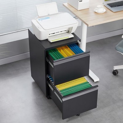 NicBex 2 Drawer Mobile File Cabinet with Lock,Rolling File Cabinets for Home Office Letter/Legal/A4/F4