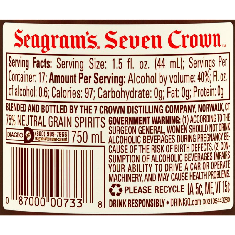 Seagram&#39;s 7 Crown American Whiskey - 750ml Bottle, 4 of 9