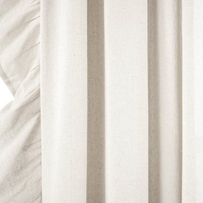 Off-White Linen Ruffle Rod Pocket Window Curtain Panel 95" x 54"